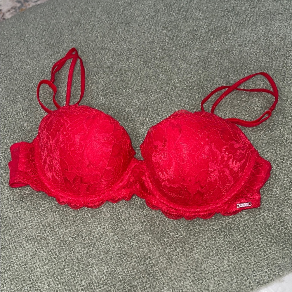 Victoria's Secret PINK Red Lace Balconet Push-Up Bra